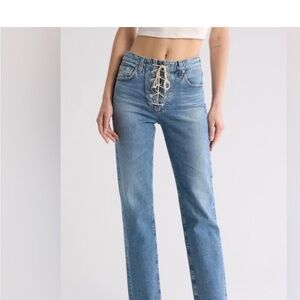 AG adriano goldschmied alexxis lace up high rise vintage fit jeans 